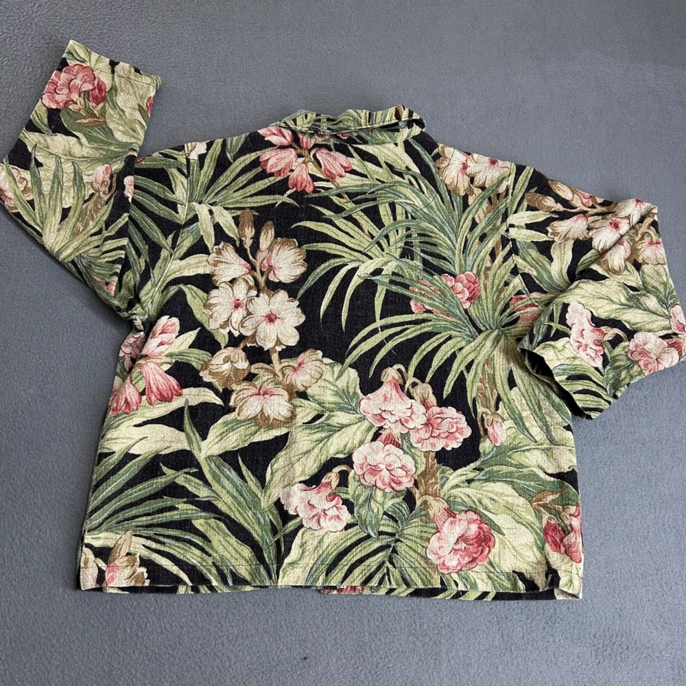 Garden Gear Jacket Womens S/M Black Tropical Floral Tapestry Button Front Blazer - Picture 3 of 8
